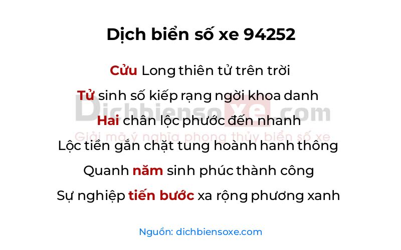 Dịch thơ biển số 94252