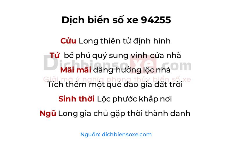 Dịch thơ biển số 94255