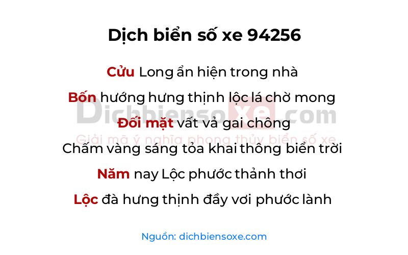 Dịch thơ biển số 94256