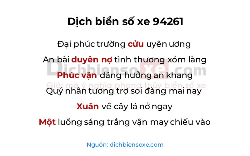 Dịch thơ biển số 94261