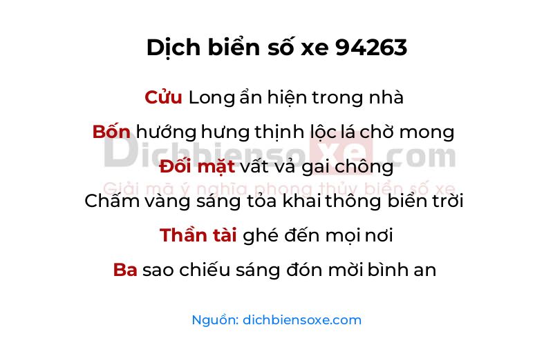 Dịch thơ biển số 94263