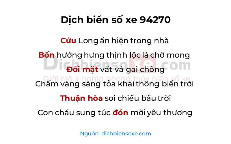 Dịch thơ biển số 94270