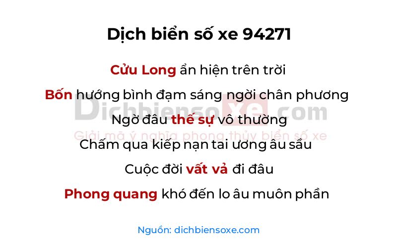 Dịch thơ biển số 94271