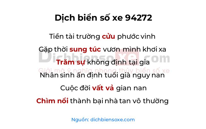 Dịch thơ biển số 94272