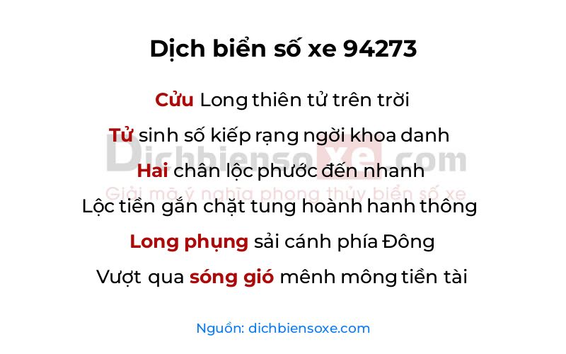 Dịch thơ biển số 94273