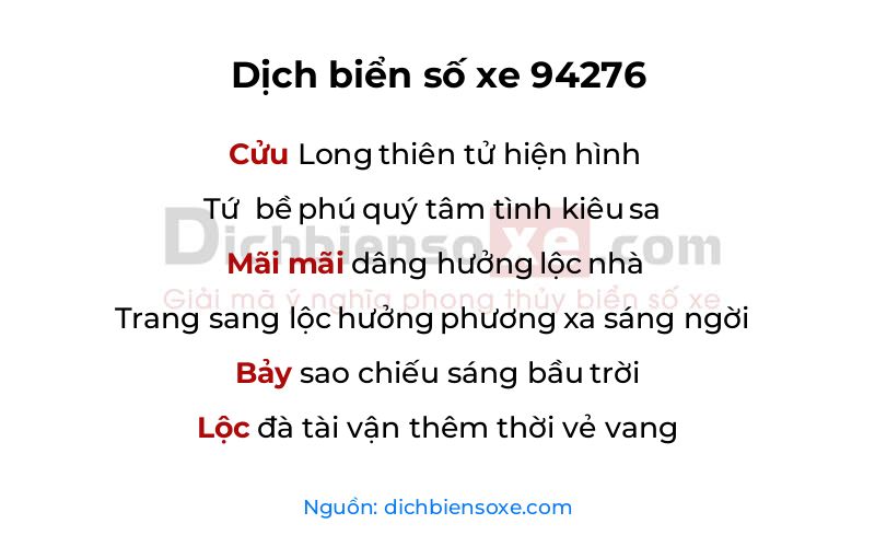 Dịch thơ biển số 94276