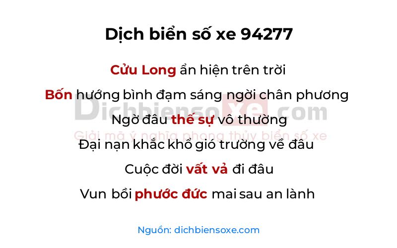 Dịch thơ biển số 94277