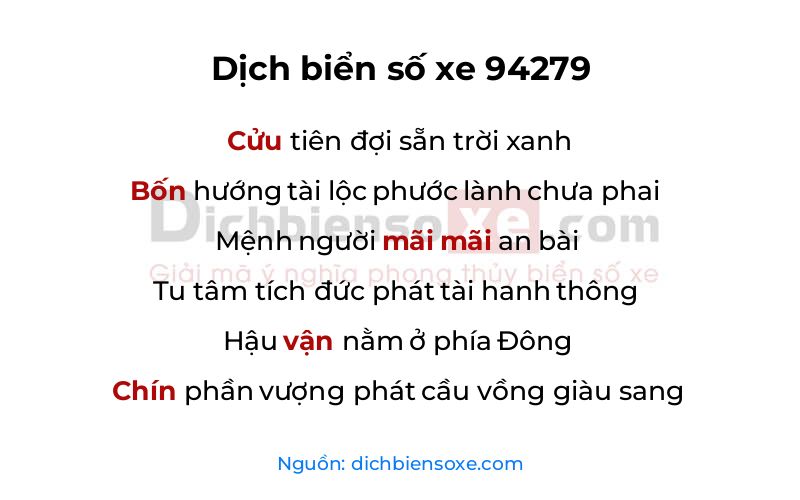 Dịch thơ biển số 94279