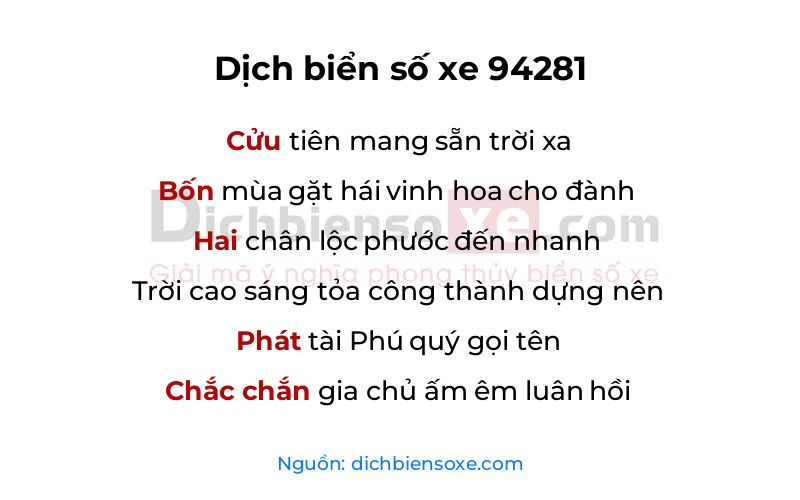 Dịch thơ biển số 94281