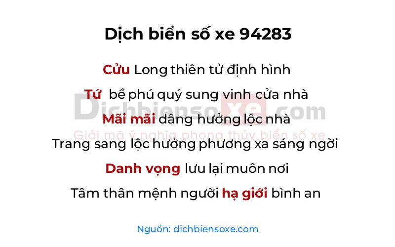 Dịch thơ biển số 94283