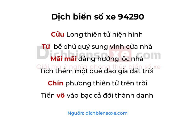 Dịch thơ biển số 94290