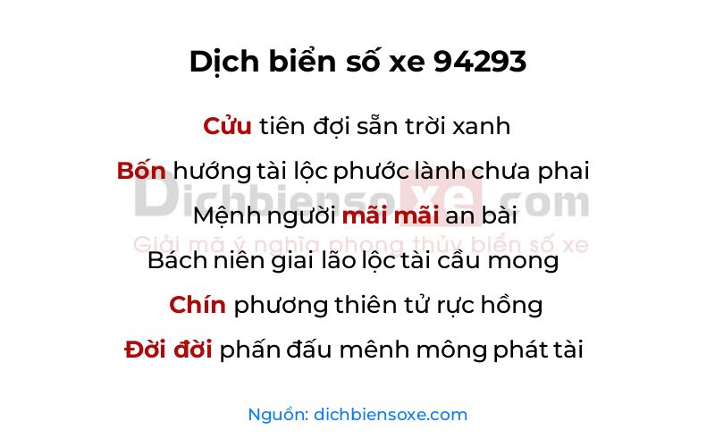Dịch thơ biển số 94293