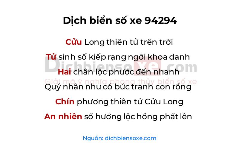 Dịch thơ biển số 94294