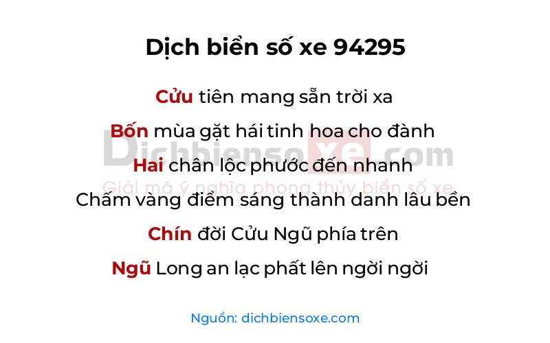 Dịch thơ biển số 94295