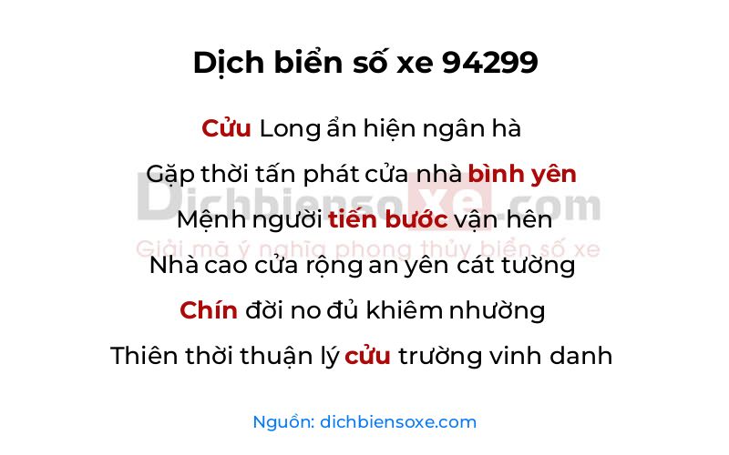 Dịch thơ biển số 94299