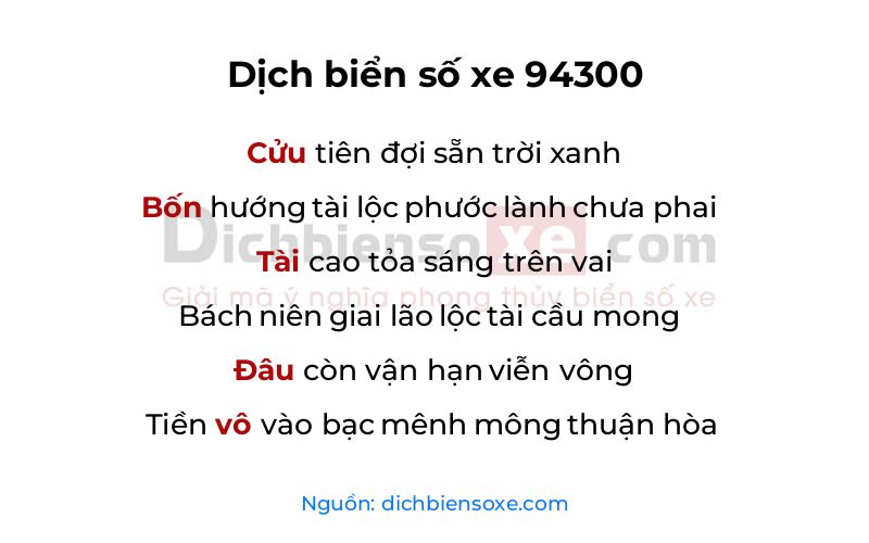 Dịch thơ biển số 94300