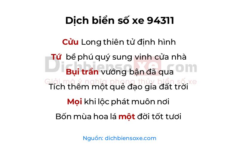 Dịch thơ biển số 94311