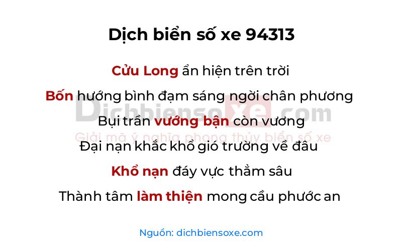 Dịch thơ biển số 94313