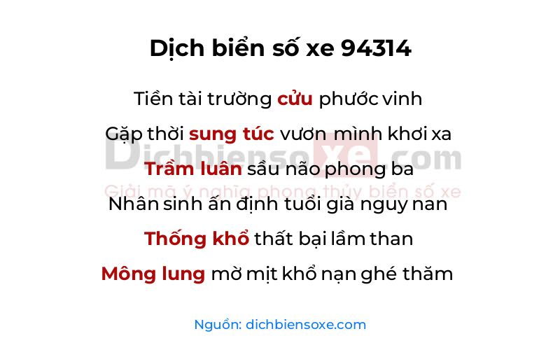 Dịch thơ biển số 94314