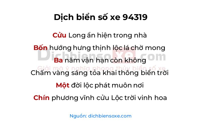 Dịch thơ biển số 94319