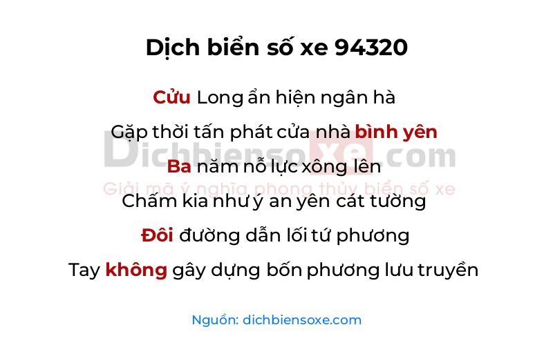 Dịch thơ biển số 94320