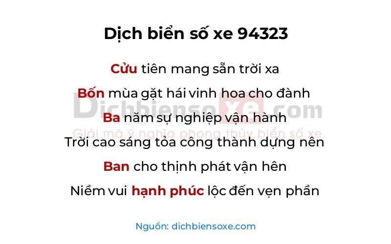 Dịch thơ biển số 94323