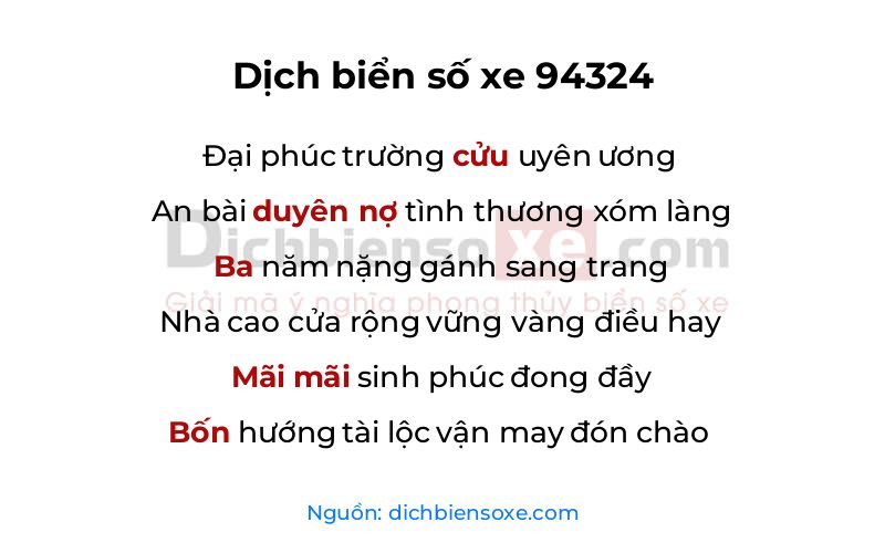 Dịch thơ biển số 94324