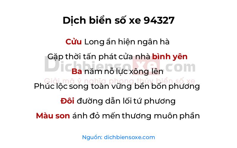 Dịch thơ biển số 94327