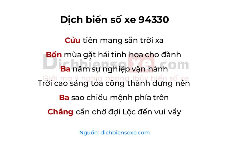 Dịch thơ biển số 94330