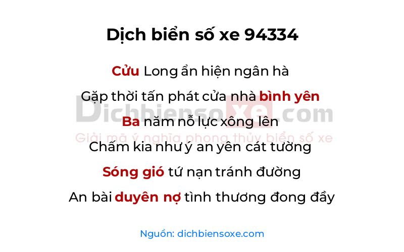 Dịch thơ biển số 94334