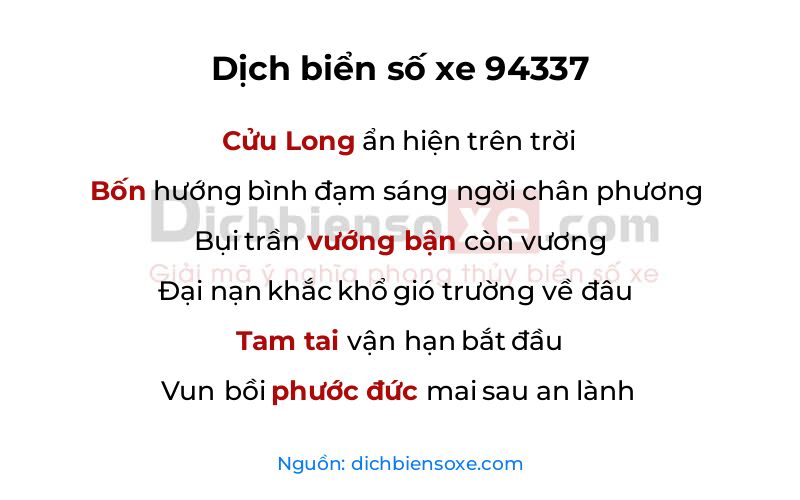 Dịch thơ biển số 94337