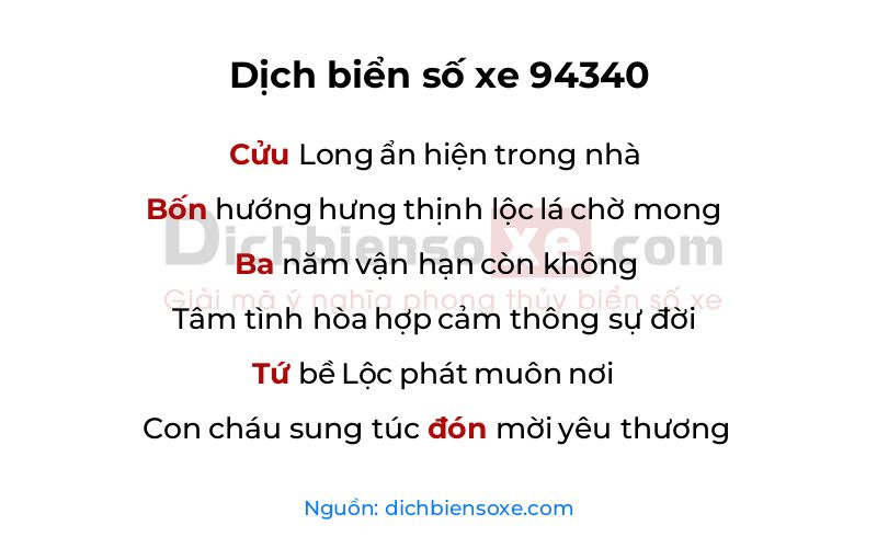 Dịch thơ biển số 94340