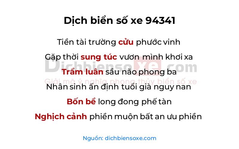 Dịch thơ biển số 94341