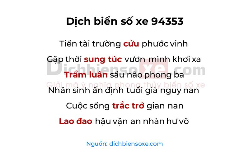 Dịch thơ biển số 94353