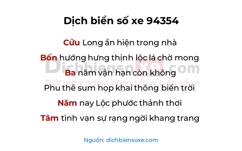 Dịch thơ biển số 94354