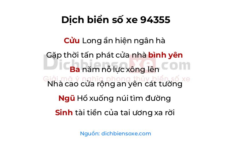 Dịch thơ biển số 94355