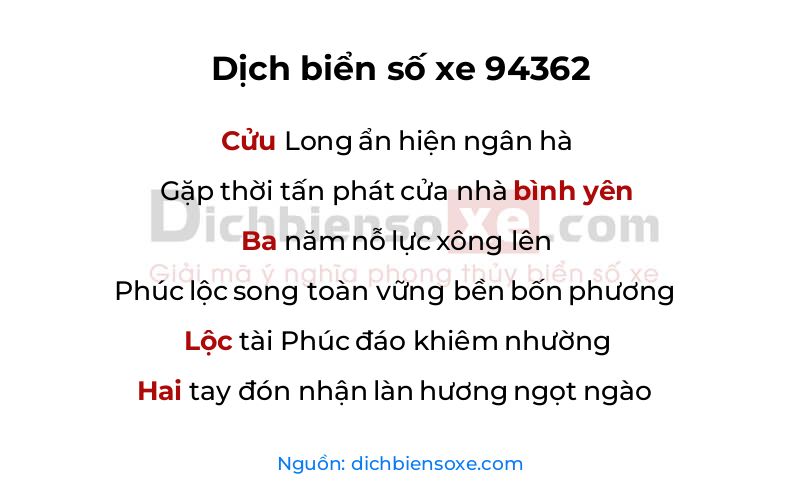 Dịch thơ biển số 94362