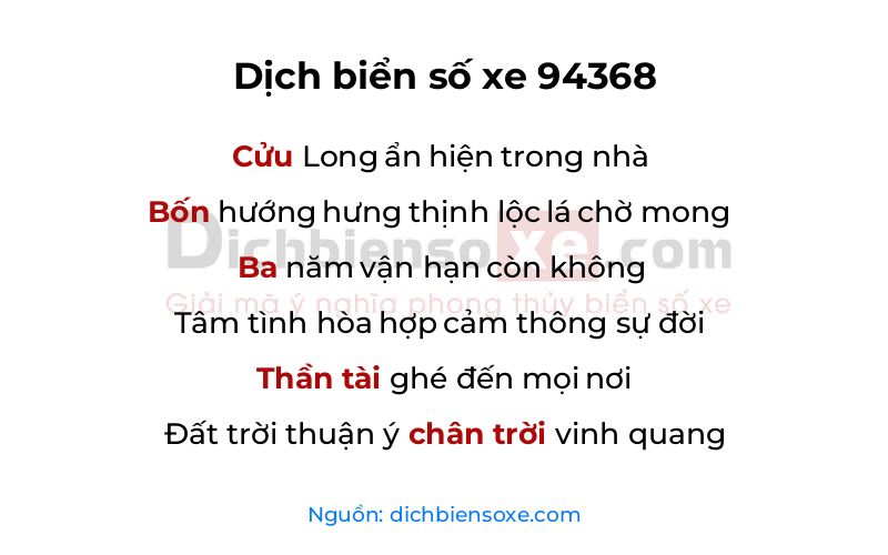Dịch thơ biển số 94368