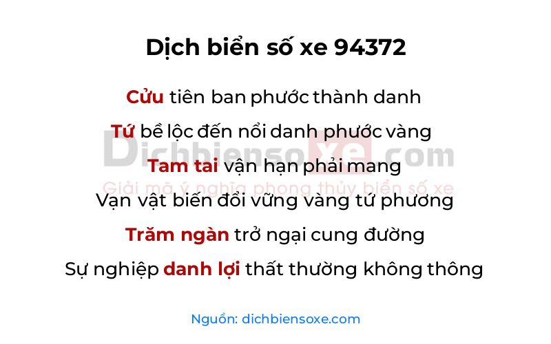 Dịch thơ biển số 94372
