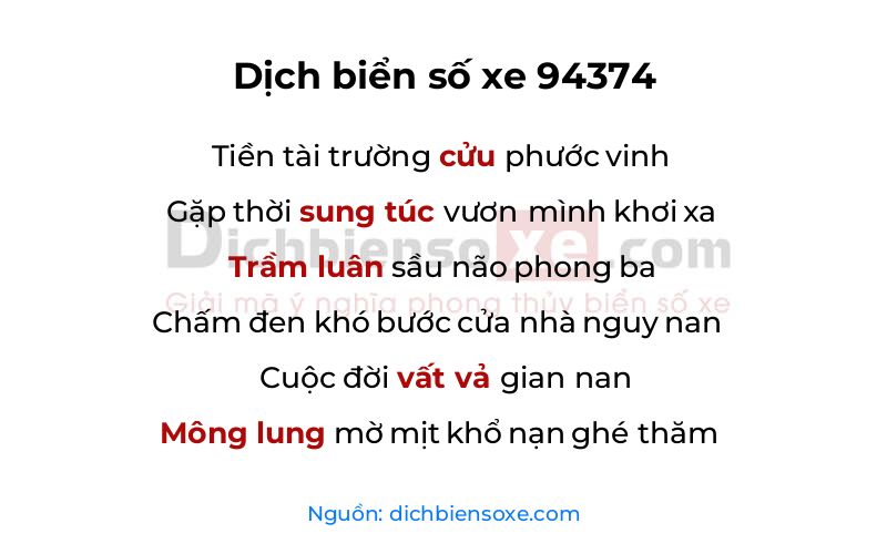 Dịch thơ biển số 94374