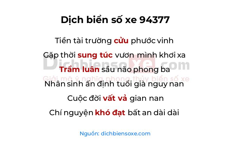 Dịch thơ biển số 94377