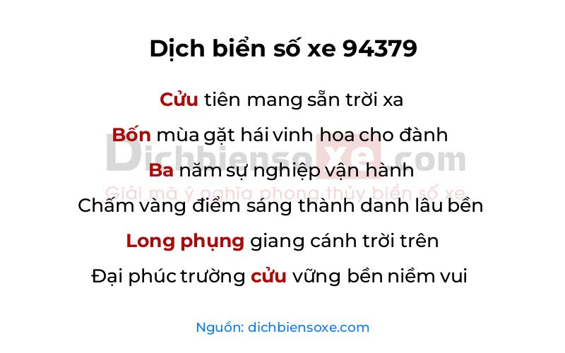 Dịch thơ biển số 94379