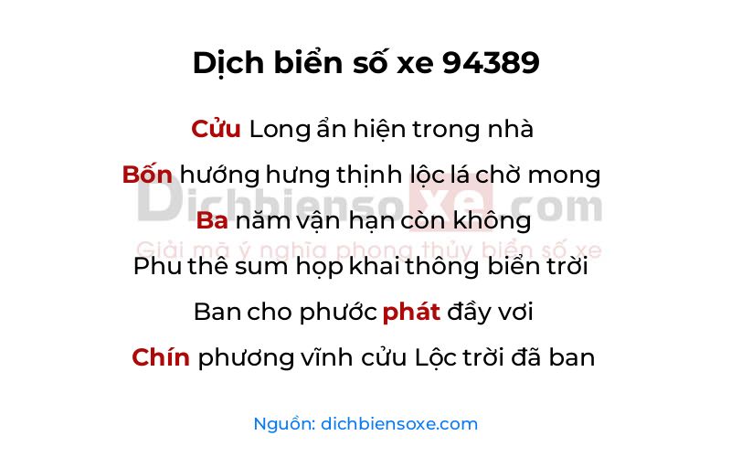Dịch thơ biển số 94389