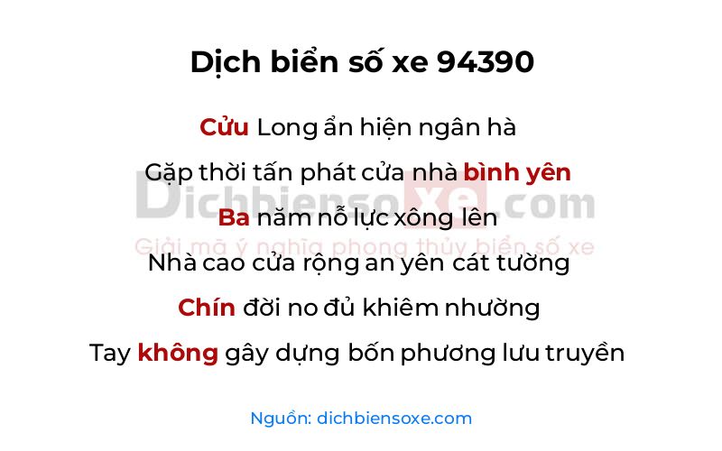 Dịch thơ biển số 94390