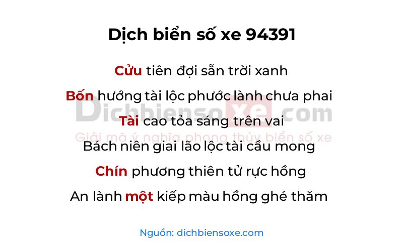 Dịch thơ biển số 94391