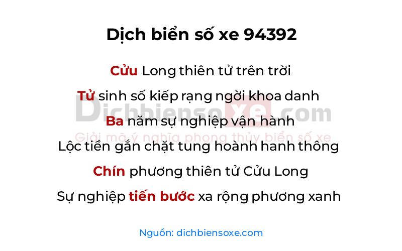 Dịch thơ biển số 94392