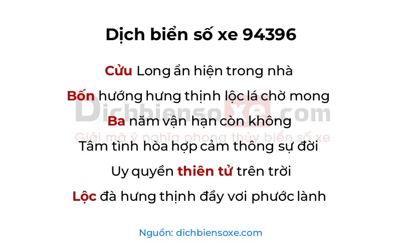 Dịch thơ biển số 94396
