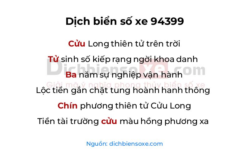 Dịch thơ biển số 94399