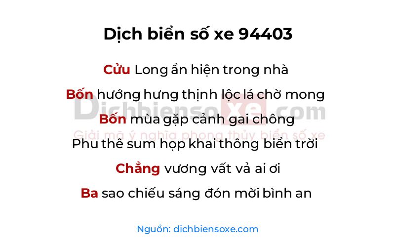 Dịch thơ biển số 94403