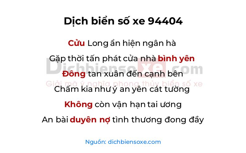 Dịch thơ biển số 94404